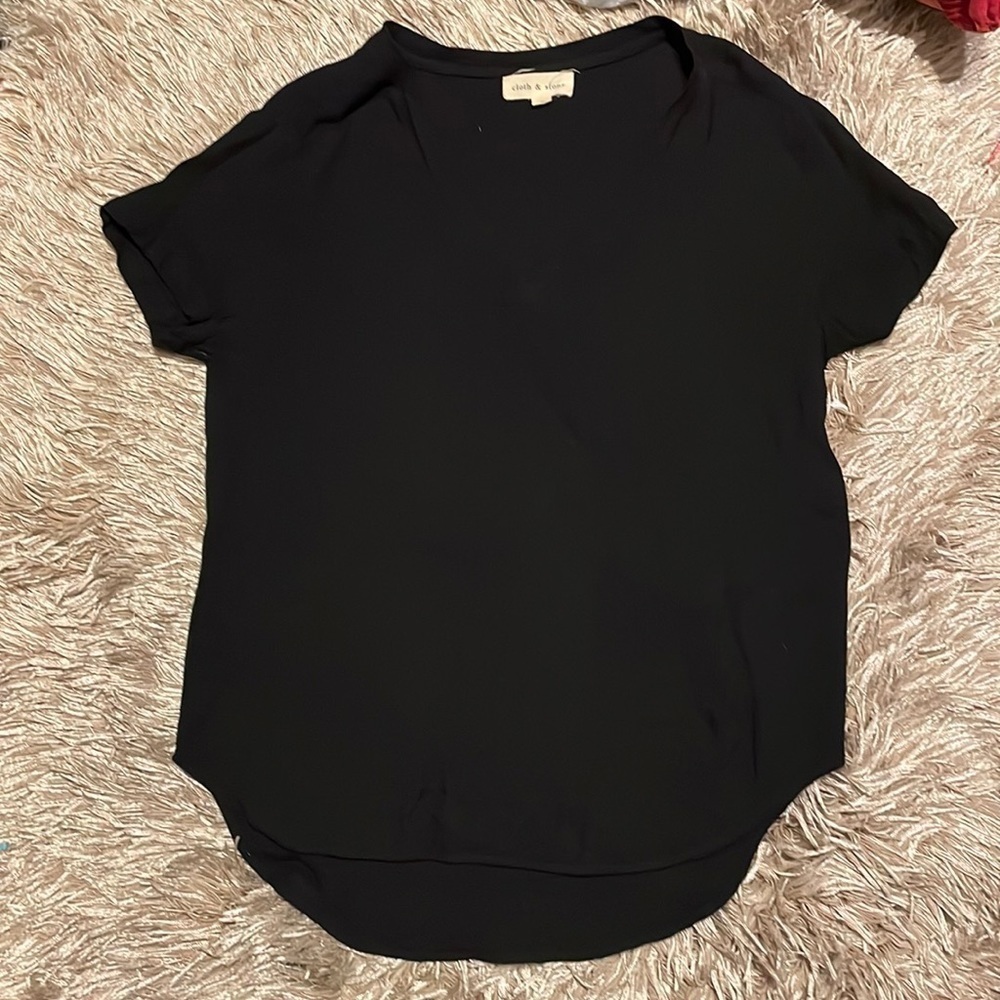 Cloth & Stone Anthropologie Black Short Sleeve Tee Shirt